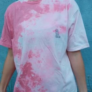 Pink tie dye golden t shirt